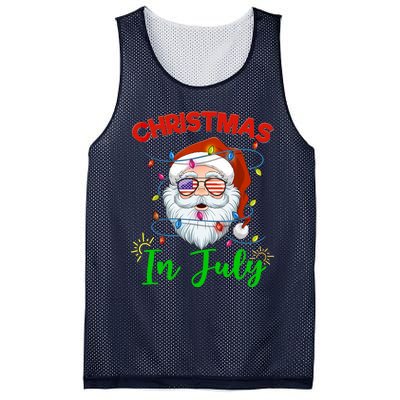 Christmas In July Santa Hat Sunglasses USA Flag Summer Mesh Reversible Basketball Jersey Tank