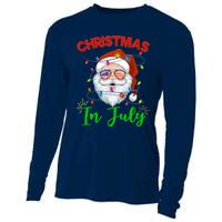 Christmas In July Santa Hat Sunglasses USA Flag Summer Cooling Performance Long Sleeve Crew