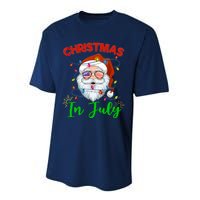 Christmas In July Santa Hat Sunglasses USA Flag Summer Performance Sprint T-Shirt