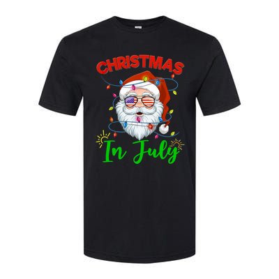 Christmas In July Santa Hat Sunglasses USA Flag Summer Softstyle CVC T-Shirt