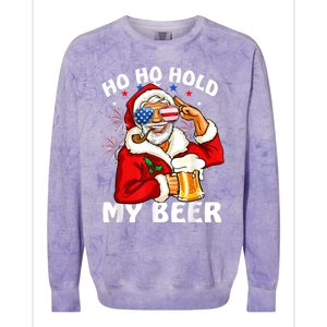 Christmas In July | Santa Ho Ho Hold My Beer Colorblast Crewneck Sweatshirt