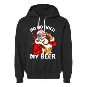 Christmas In July | Santa Ho Ho Hold My Beer Garment-Dyed Fleece Hoodie