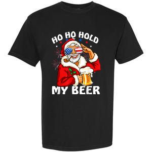 Christmas In July | Santa Ho Ho Hold My Beer Garment-Dyed Heavyweight T-Shirt