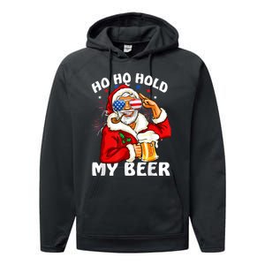 Christmas In July | Santa Ho Ho Hold My Beer Performance Fleece Hoodie