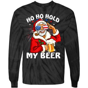 Christmas In July | Santa Ho Ho Hold My Beer Tie-Dye Long Sleeve Shirt