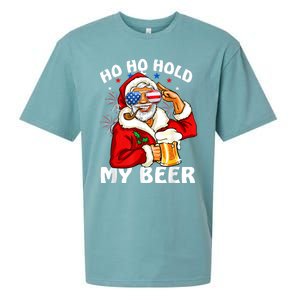 Christmas In July | Santa Ho Ho Hold My Beer Sueded Cloud Jersey T-Shirt