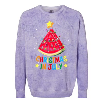 Christmas In July Watermelon Xmas Tree Summer Colorblast Crewneck Sweatshirt