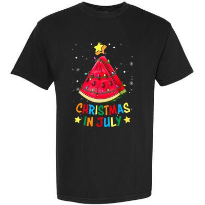 Christmas In July Watermelon Xmas Tree Summer Garment-Dyed Heavyweight T-Shirt