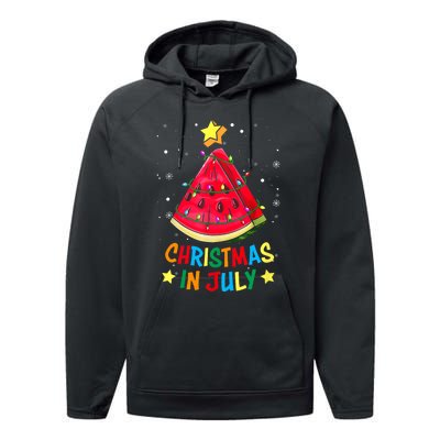 Christmas In July Watermelon Xmas Tree Summer Performance Fleece Hoodie