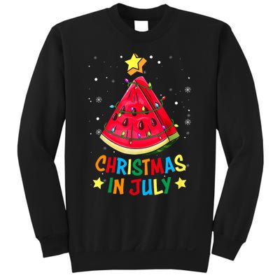 Christmas In July Watermelon Xmas Tree Summer Sweatshirt