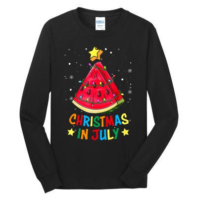 Christmas In July Watermelon Xmas Tree Summer Tall Long Sleeve T-Shirt