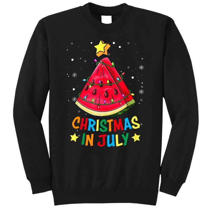 Christmas In July Watermelon Xmas Tree Summer Tall Sweatshirt