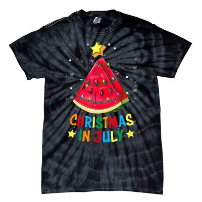 Christmas In July Watermelon Xmas Tree Summer Tie-Dye T-Shirt