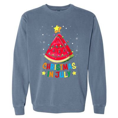 Christmas In July Watermelon Xmas Tree Summer Garment-Dyed Sweatshirt