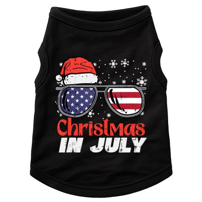 Christmas In July Us Flag Santa Patriot Tank Top Doggie Tank