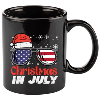 Christmas In July Us Flag Santa Patriot Tank Top 11oz C Handle Ceramic Mug