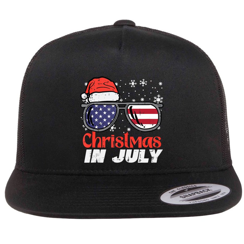 Christmas In July Us Flag Santa Patriot Tank Top Flat Bill Trucker Hat