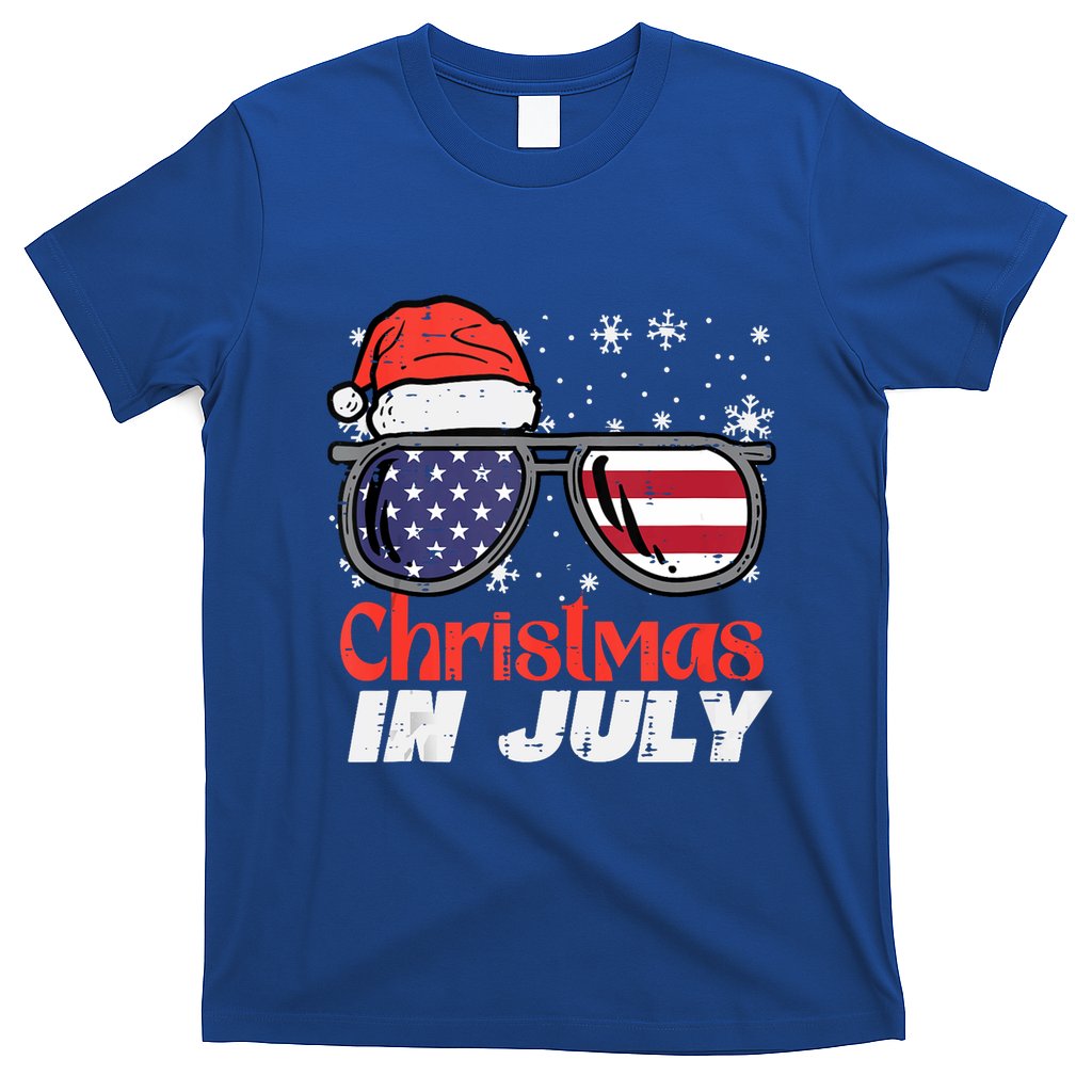 Christmas In July Us Flag Santa Patriot Tank Top T-Shirt