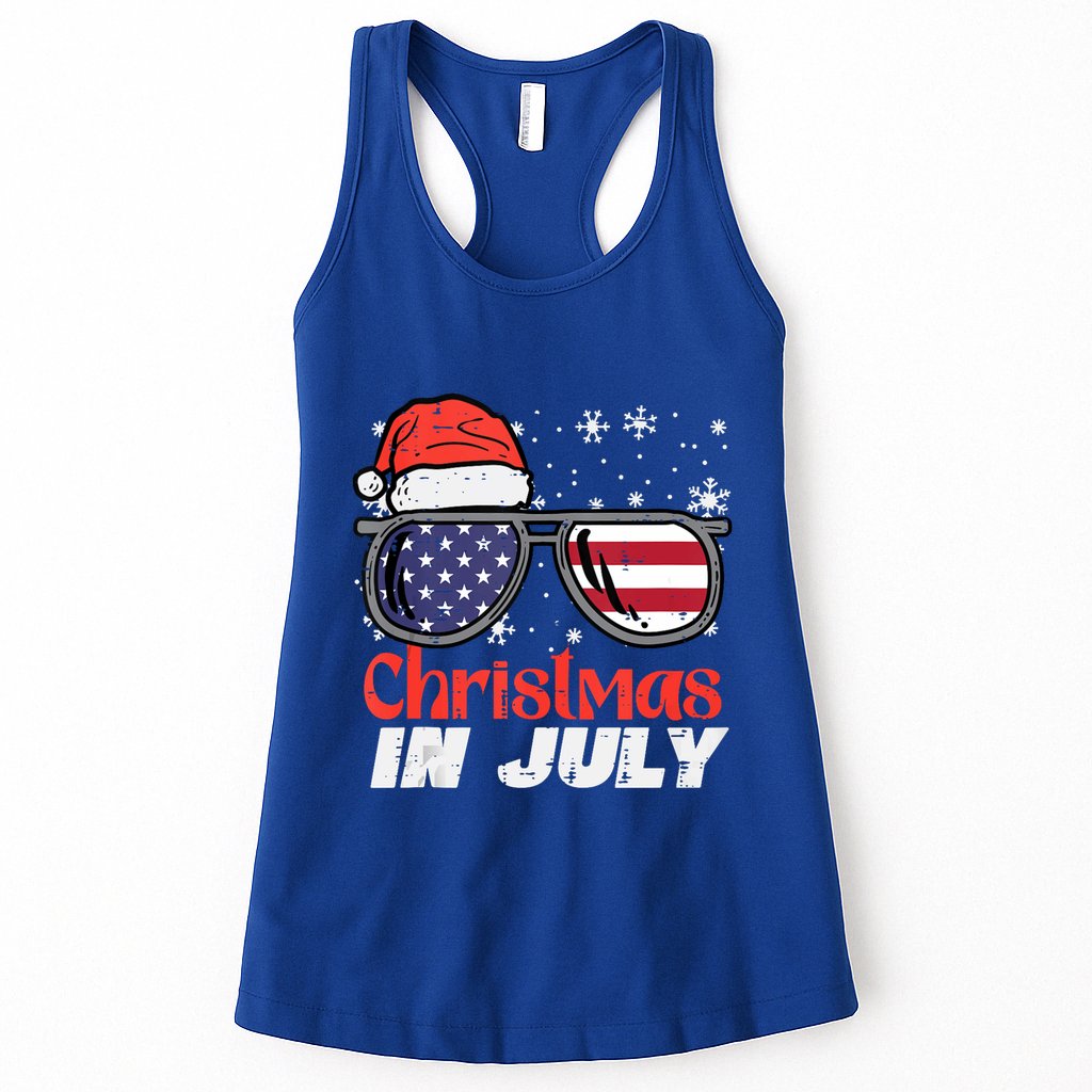 Christmas In July Us Flag Santa Patriot Tank Top Womens Tank Top