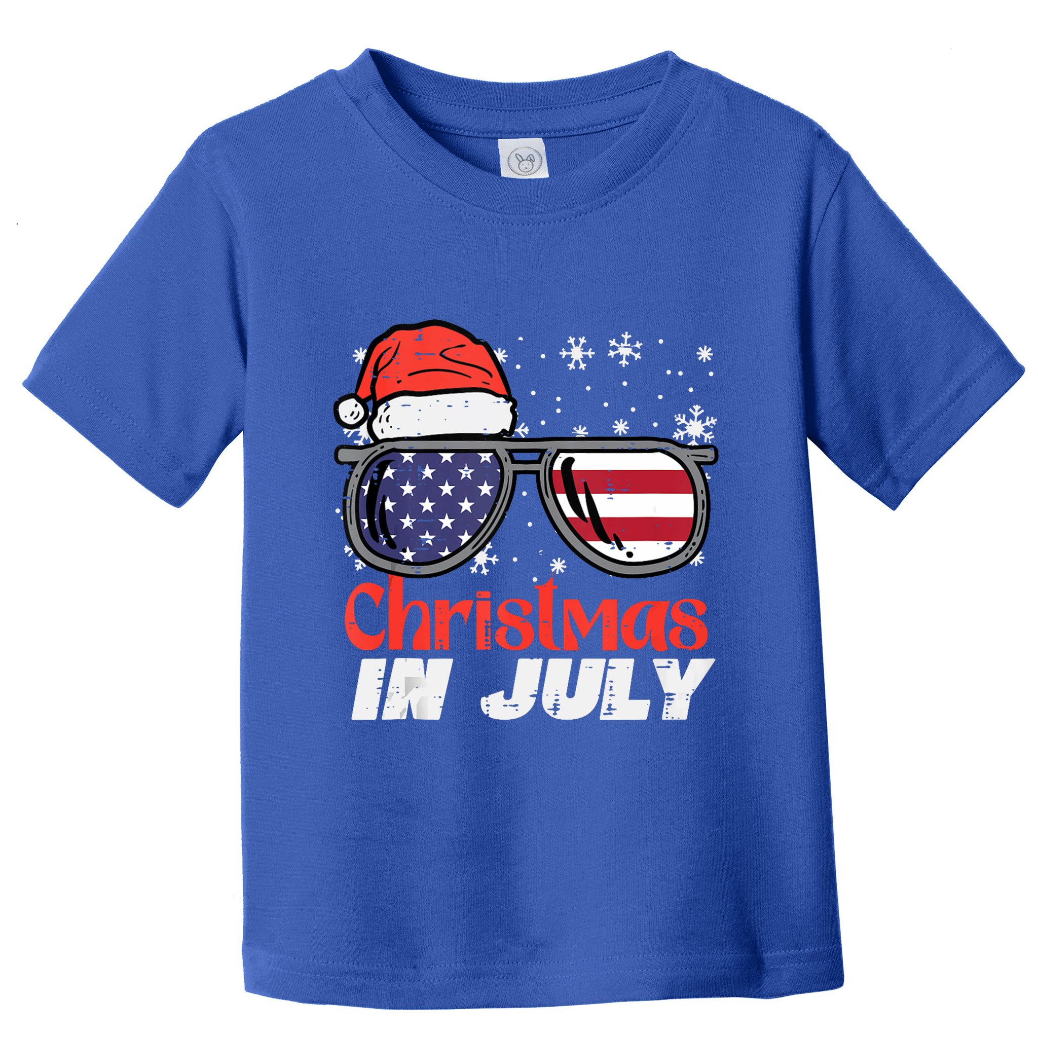 Christmas In July Us Flag Santa Patriot Tank Top Toddler T-Shirt