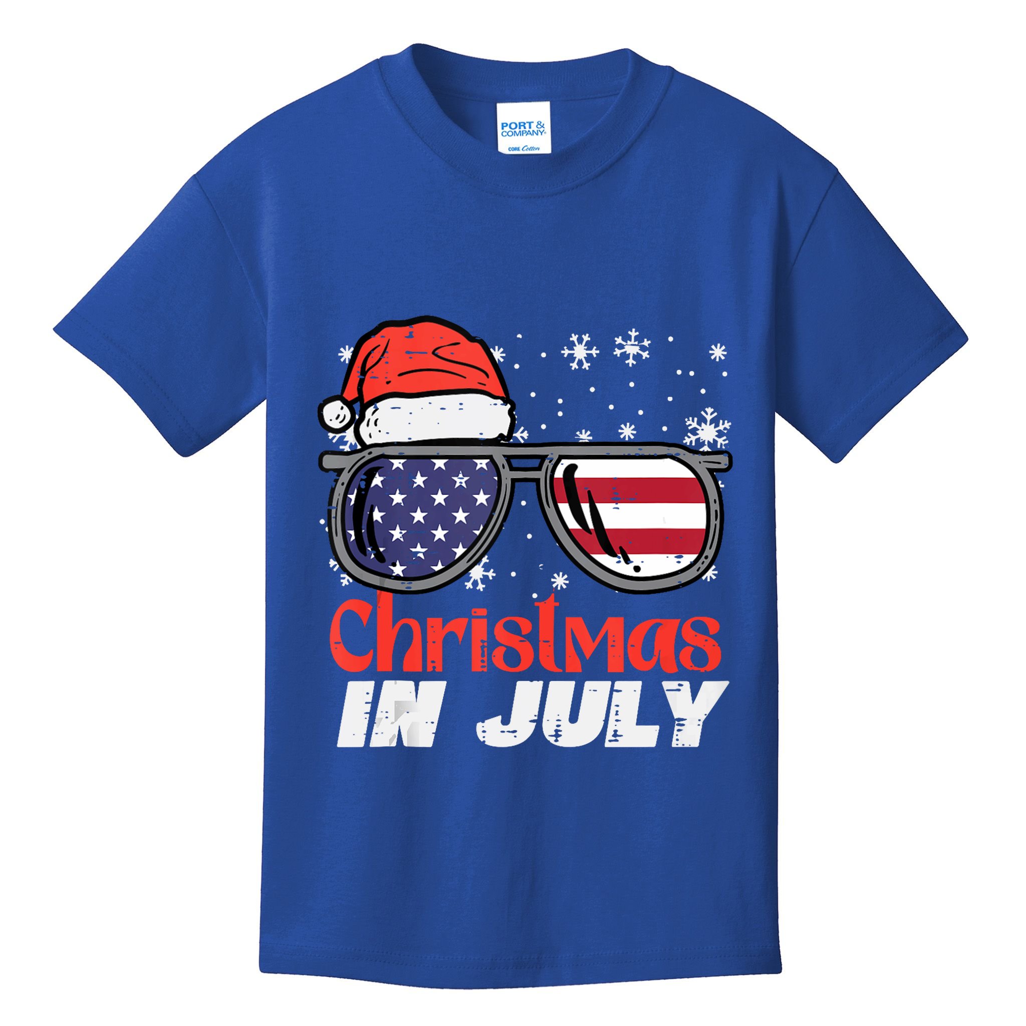 Christmas In July Us Flag Santa Patriot Tank Top Kids T-Shirt