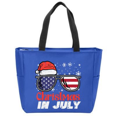 Christmas In July Us Flag Santa Patriot Tank Top Zip Tote Bag