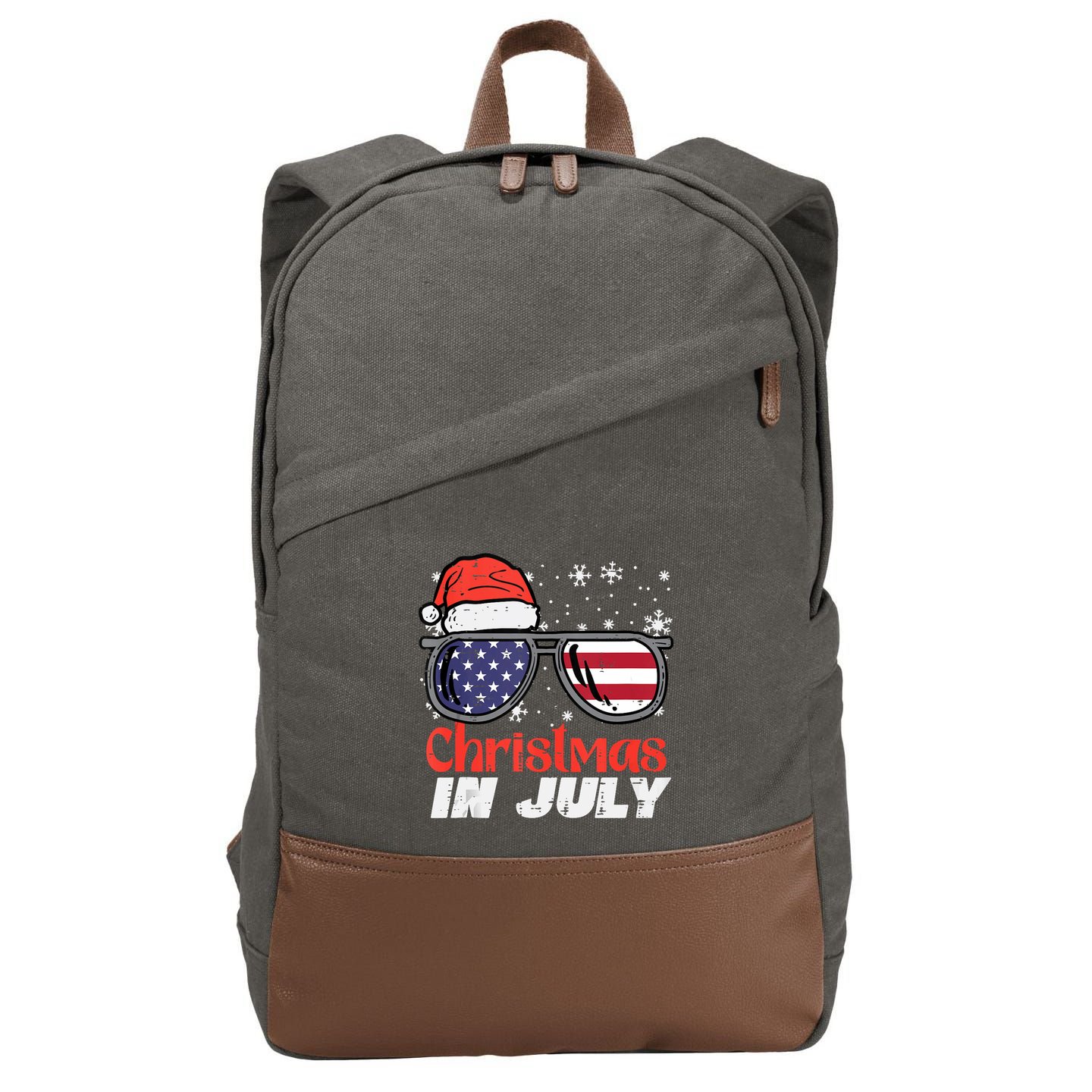 Christmas In July Us Flag Santa Patriot Tank Top Cotton Canvas Backpack