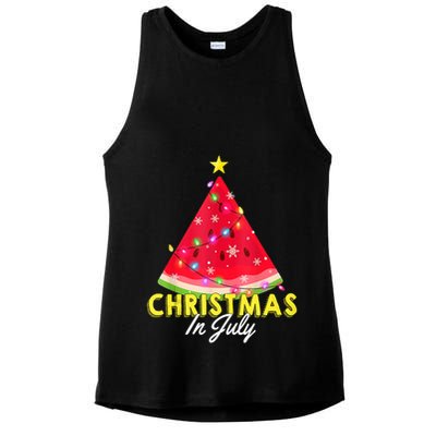Christmas In July Watermelon Xmas Tree Summer M Tank Top Ladies PosiCharge Tri-Blend Wicking Tank
