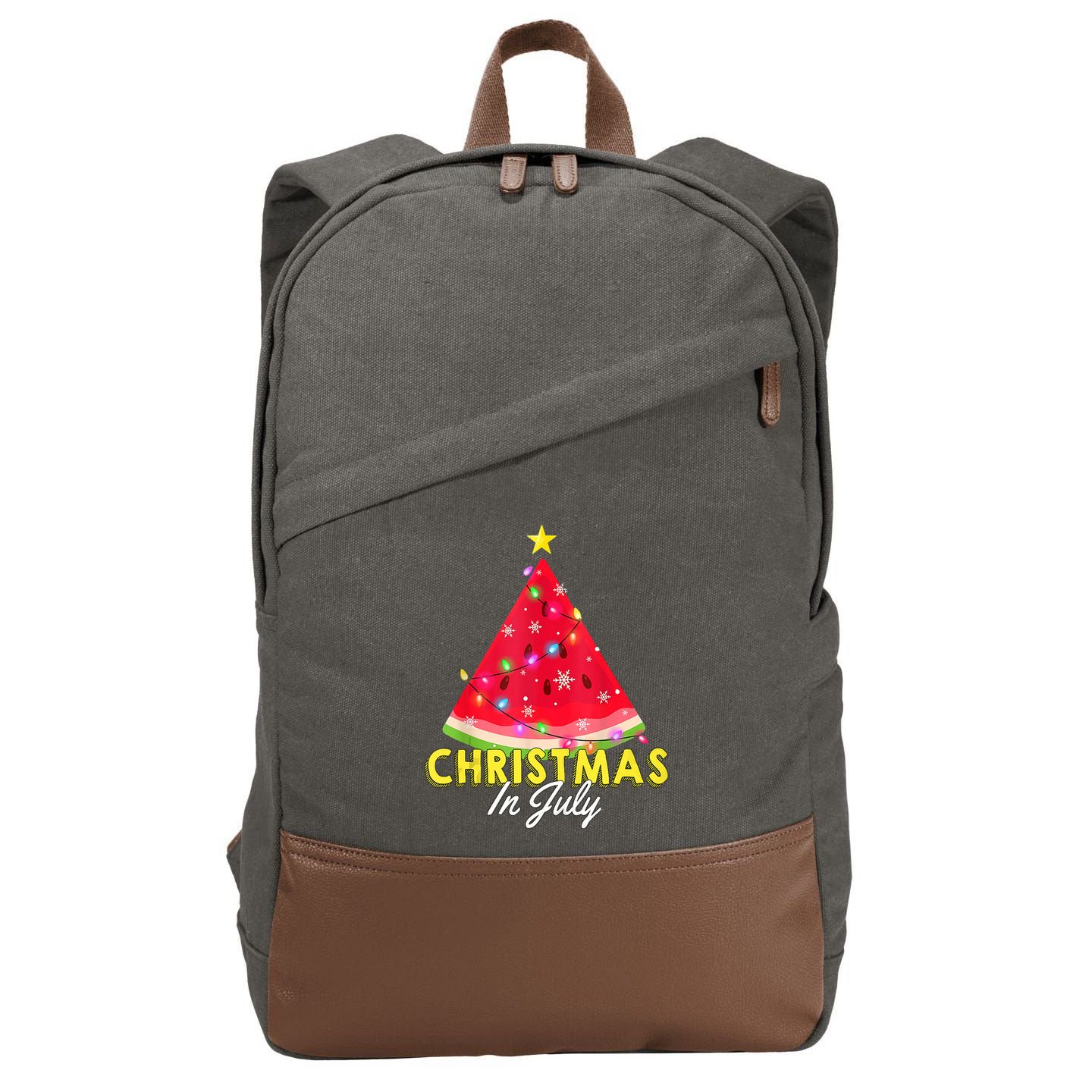 Christmas In July Watermelon Xmas Tree Summer M Tank Top Cotton Canvas Backpack