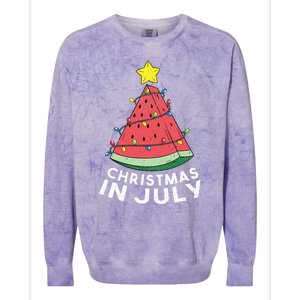 Christmas In July Summer Watermelon Xmas Tree Colorblast Crewneck Sweatshirt