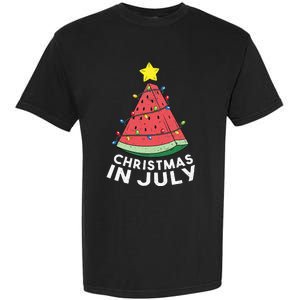 Christmas In July Summer Watermelon Xmas Tree Garment-Dyed Heavyweight T-Shirt