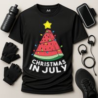 Christmas In July Summer Watermelon Xmas Tree Cooling Performance Crew T-Shirt
