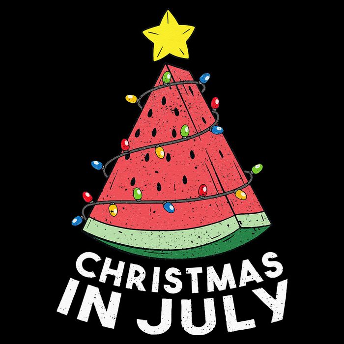 Christmas In July Summer Watermelon Xmas Tree Cooling Performance Crew T-Shirt