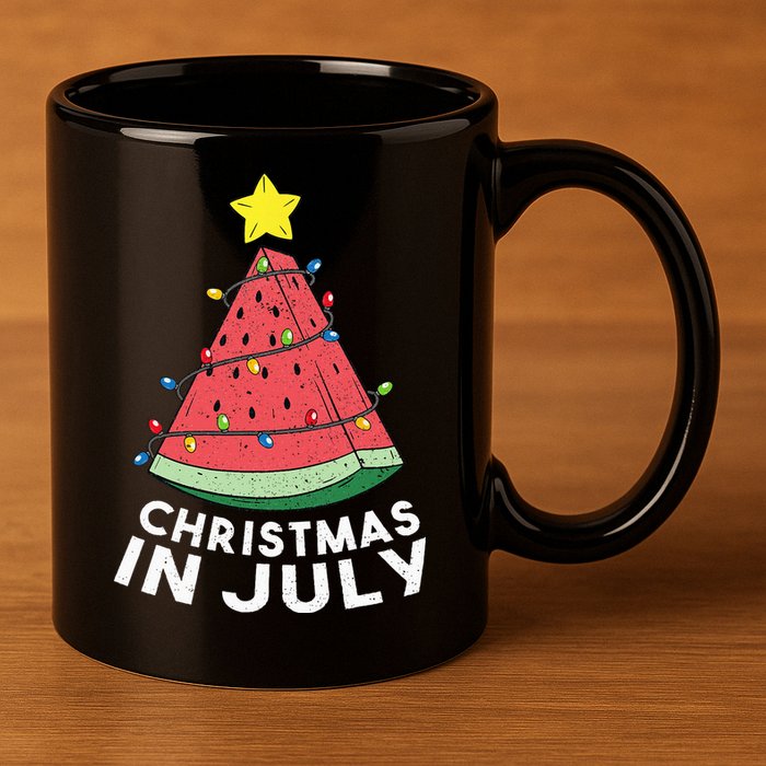Christmas In July Summer Watermelon Xmas Tree 11oz C Handle Ceramic Mug