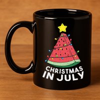Christmas In July Summer Watermelon Xmas Tree 11oz C Handle Ceramic Mug