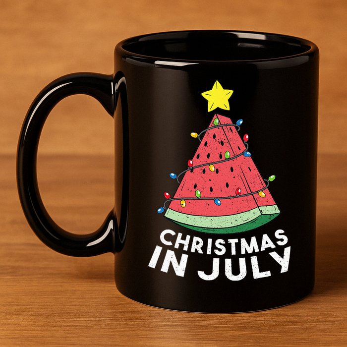 Christmas In July Summer Watermelon Xmas Tree 11oz C Handle Ceramic Mug
