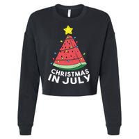 Christmas In July Summer Watermelon Xmas Tree Cropped Pullover Crew