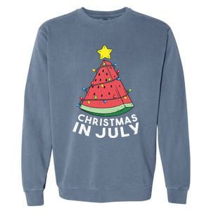 Christmas In July Summer Watermelon Xmas Tree Garment-Dyed Sweatshirt