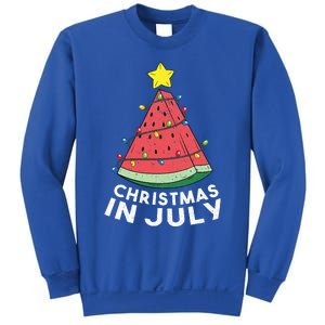 Christmas In July Summer Watermelon Xmas Tree Sweatshirt