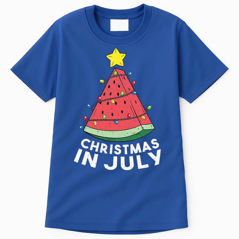 Christmas In July Summer Watermelon Xmas Tree Tall T-Shirt