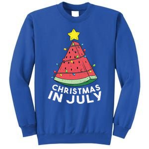 Christmas In July Summer Watermelon Xmas Tree Tall Sweatshirt