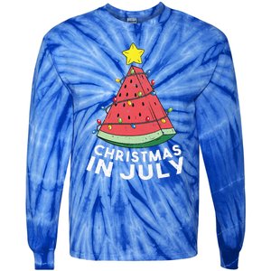 Christmas In July Summer Watermelon Xmas Tree Tie-Dye Long Sleeve Shirt