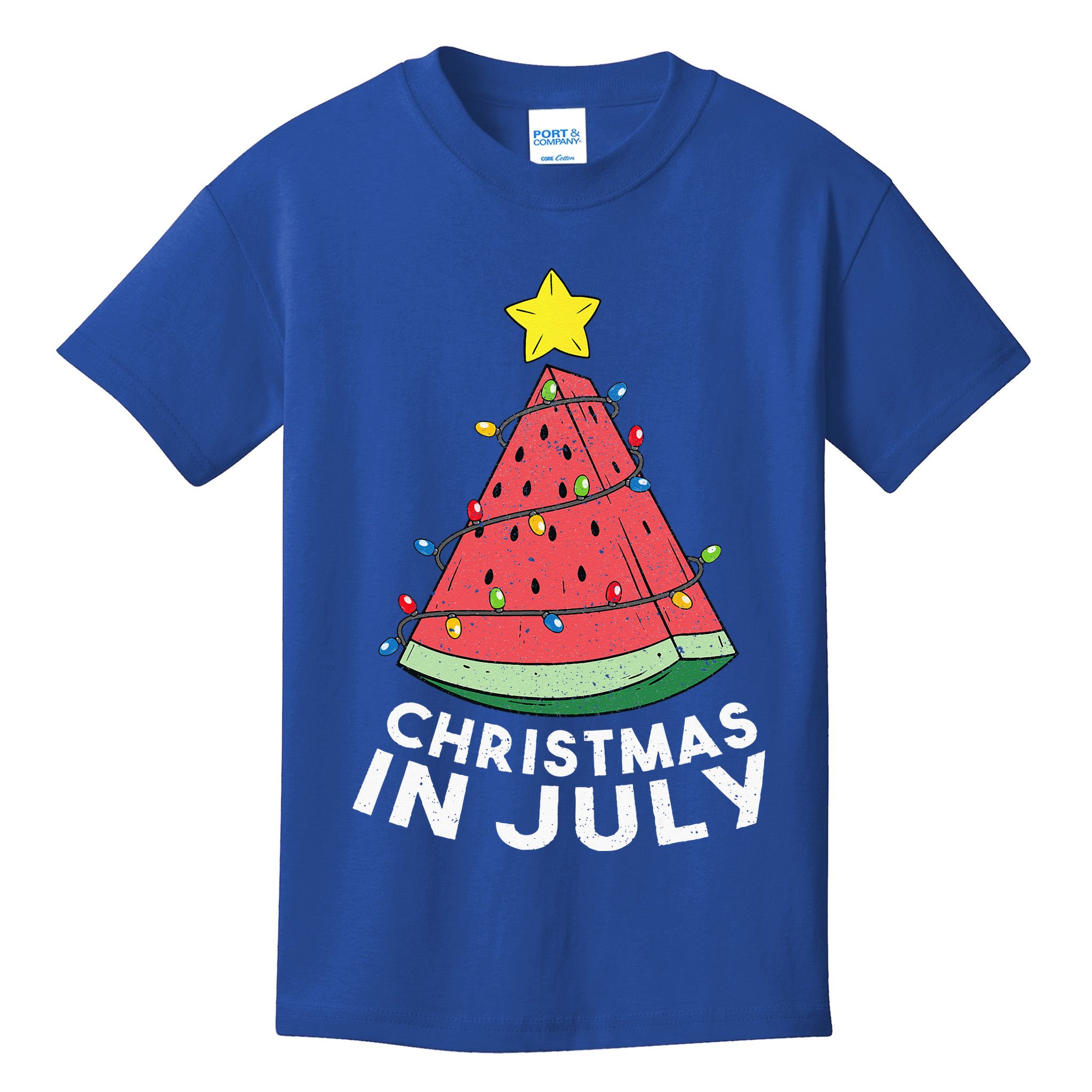 Christmas In July Summer Watermelon Xmas Tree Kids T-Shirt
