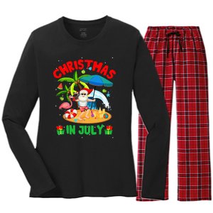 Christmas In July Funny Summer Xmas Women's Long Sleeve Flannel Pajama Set 