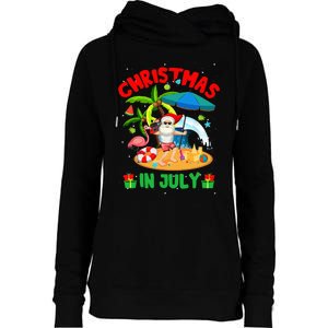 Christmas In July Funny Summer Xmas Womens Funnel Neck Pullover Hood