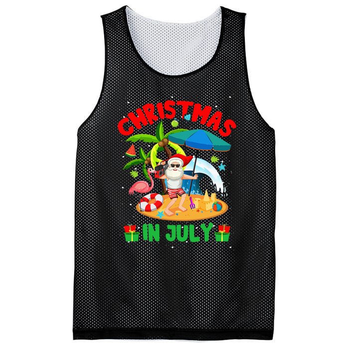 Christmas In July Funny Summer Xmas Mesh Reversible Basketball Jersey Tank