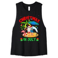 Christmas In July Funny Summer Xmas Women's Racerback Cropped Tank