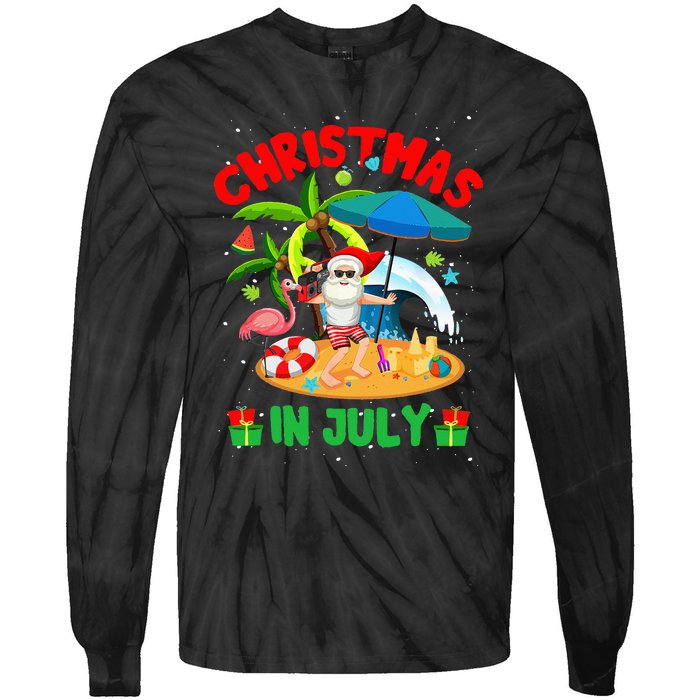 Christmas In July Funny Summer Xmas Tie-Dye Long Sleeve Shirt