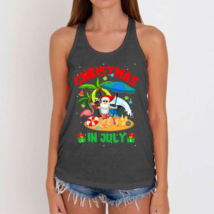 Christmas In July Funny Summer Xmas Women's Knotted Racerback Tank