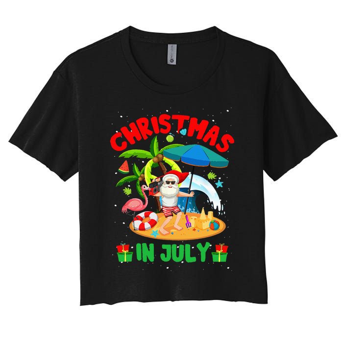 Christmas In July Funny Summer Xmas Women's Crop Top Tee